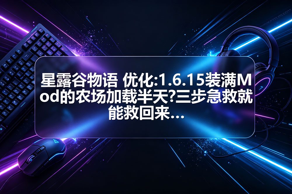 星露谷物语 优化:1.6.15装满Mod的农场加载半天?三步急救就能救回来