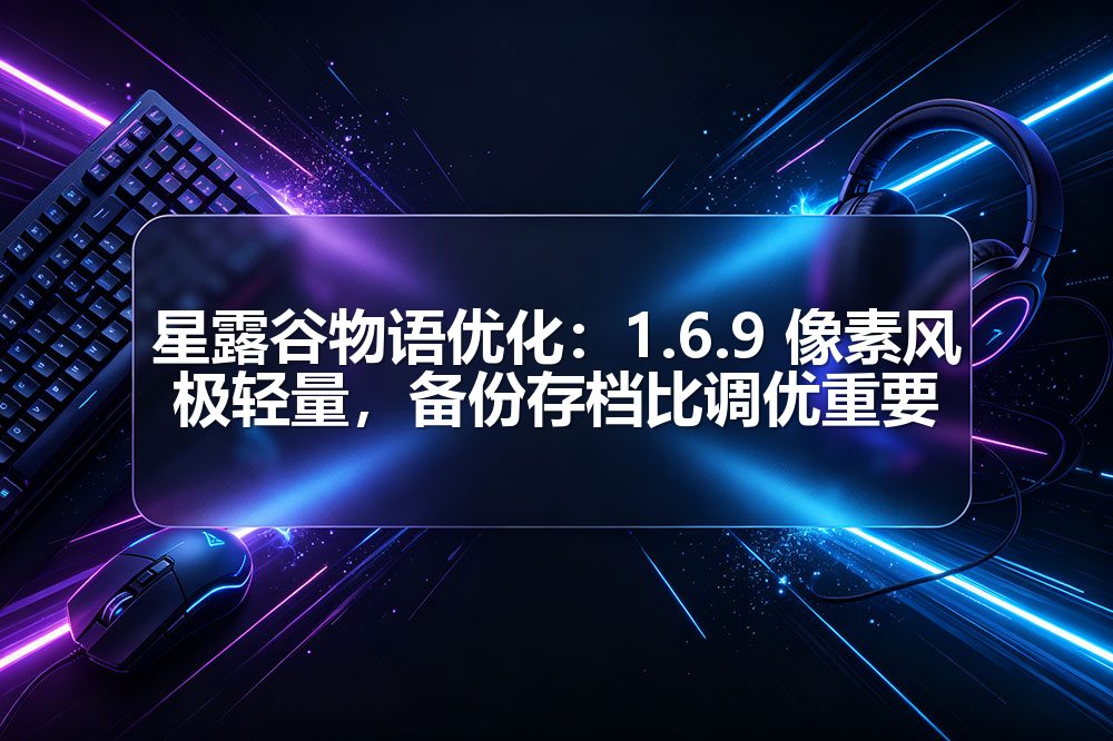 星露谷物语优化：1.6.9 像素风极轻量，备份存档比调优重要