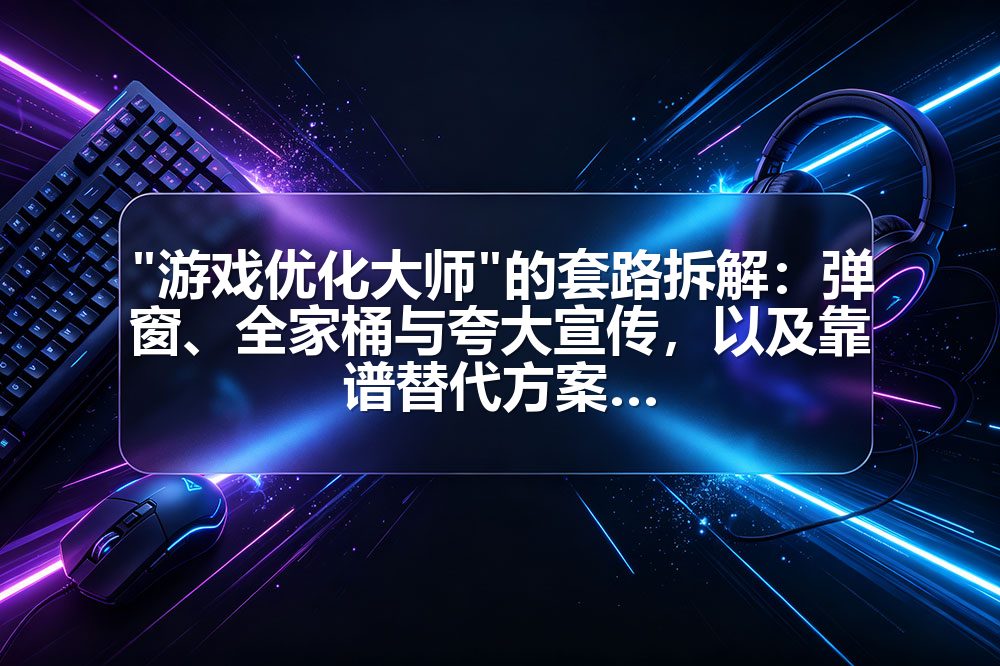 "游戏优化大师"的套路拆解：弹窗、全家桶与夸大宣传，以及靠谱替代方案